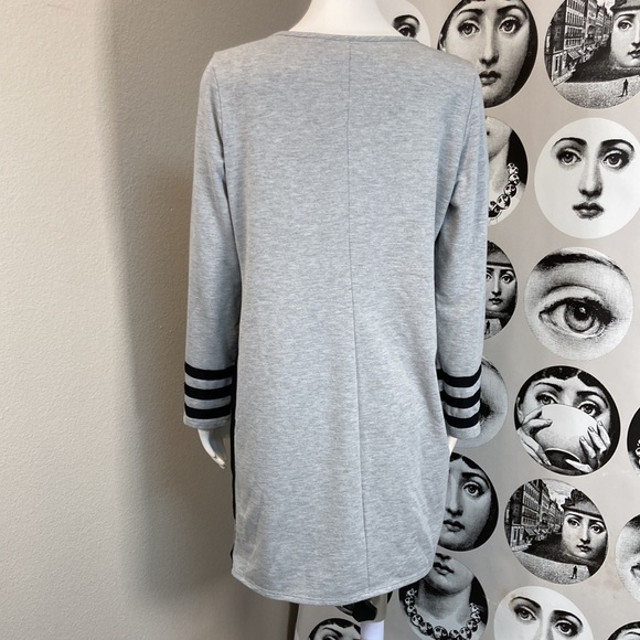 Mind Over Matter Long Sleeve Heather Grey Striped Sweater Dress Sz L - Picture 4 of 10